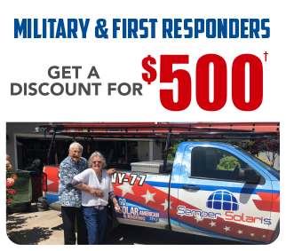 $500 off for military, first responders for solar, solar discounts